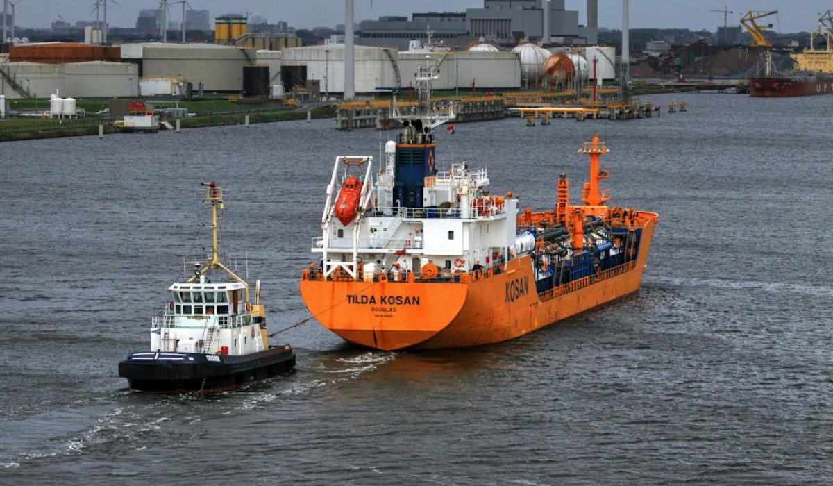 tug boat in shipyard